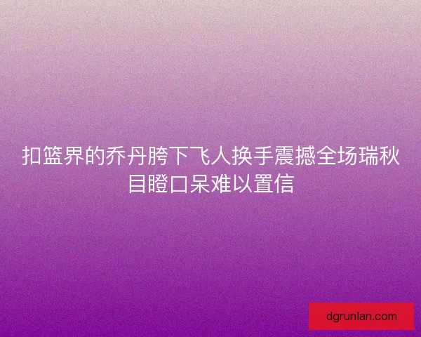 扣篮界的乔丹胯下飞人换手震撼全场瑞秋目瞪口呆难以置信