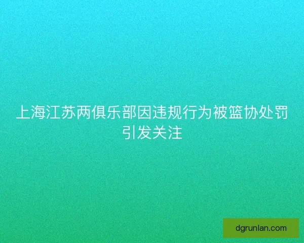 上海江苏两俱乐部因违规行为被篮协处罚引发关注